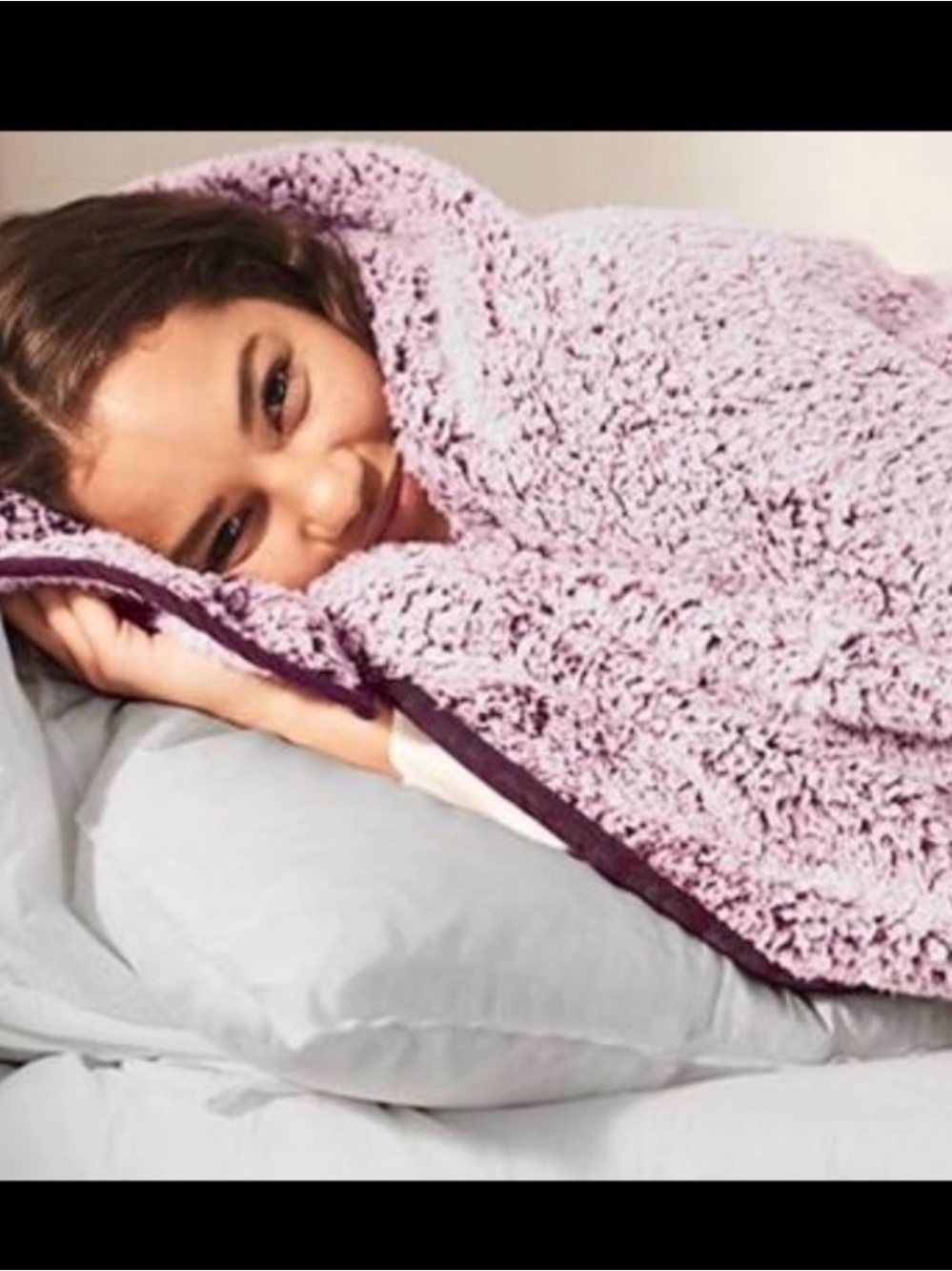 PINK Victoria's Secret Burgundy Plush Sherpa Blanket 50x60. New in packaging.